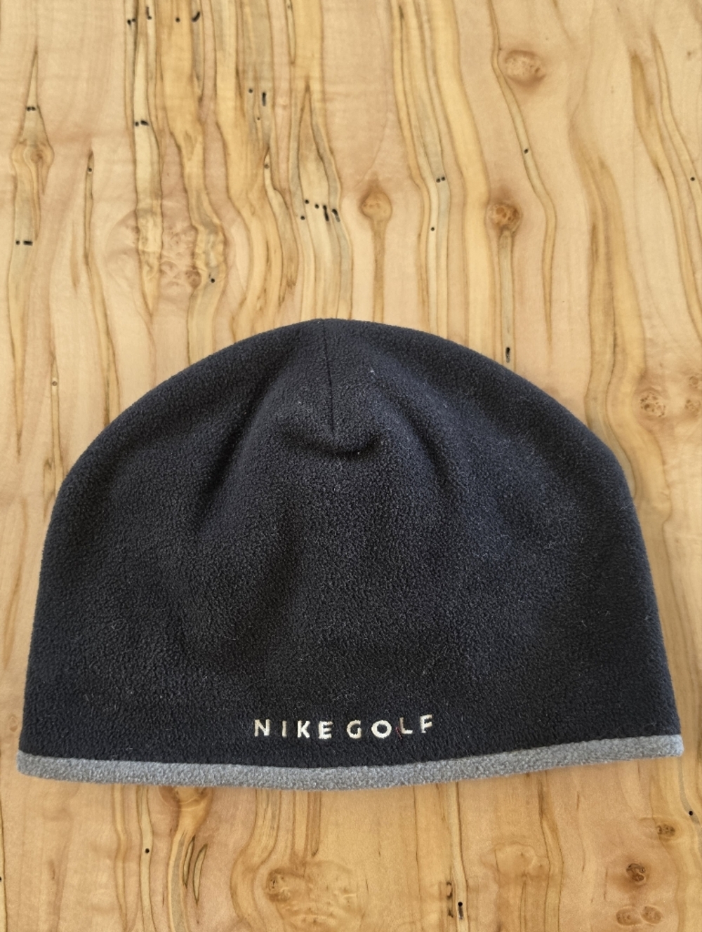 Nike Black and Gray Golf Beanie - Men's Fleece Hat - Reversible OS EUC